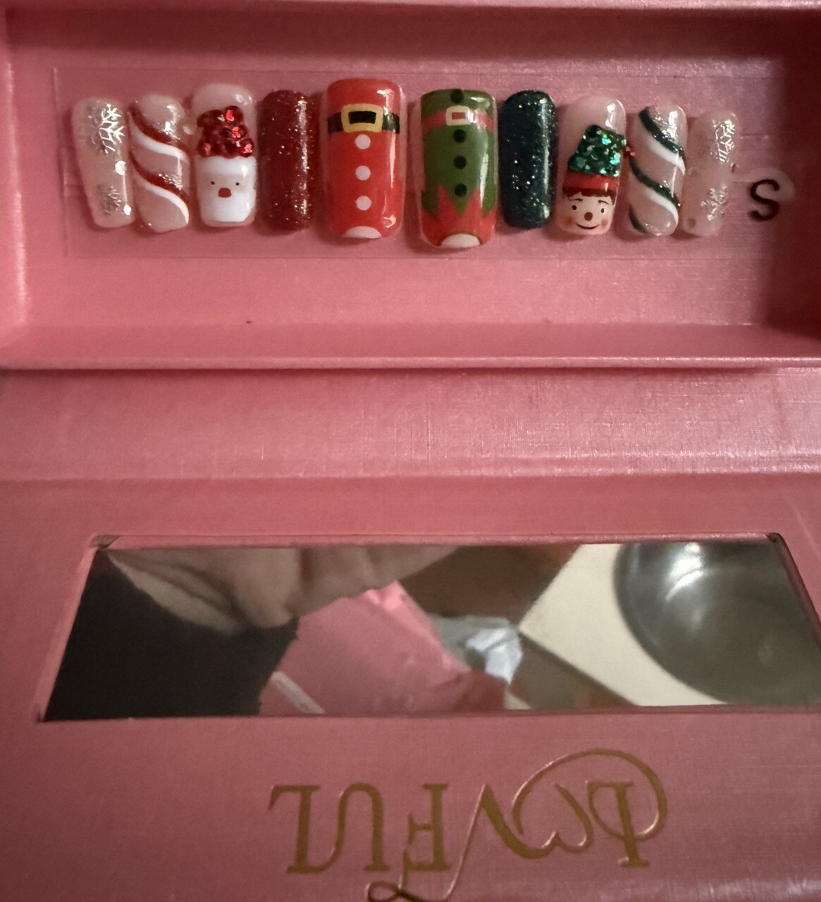 Lovful Acrylic Press On Christmas/holiday Nails H353 Square Regular Size Small