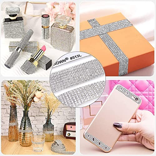 10 Rolls Self Adhesive Rhinestone Ribbon Crystal Diamond Sticker Bling 4 Rows