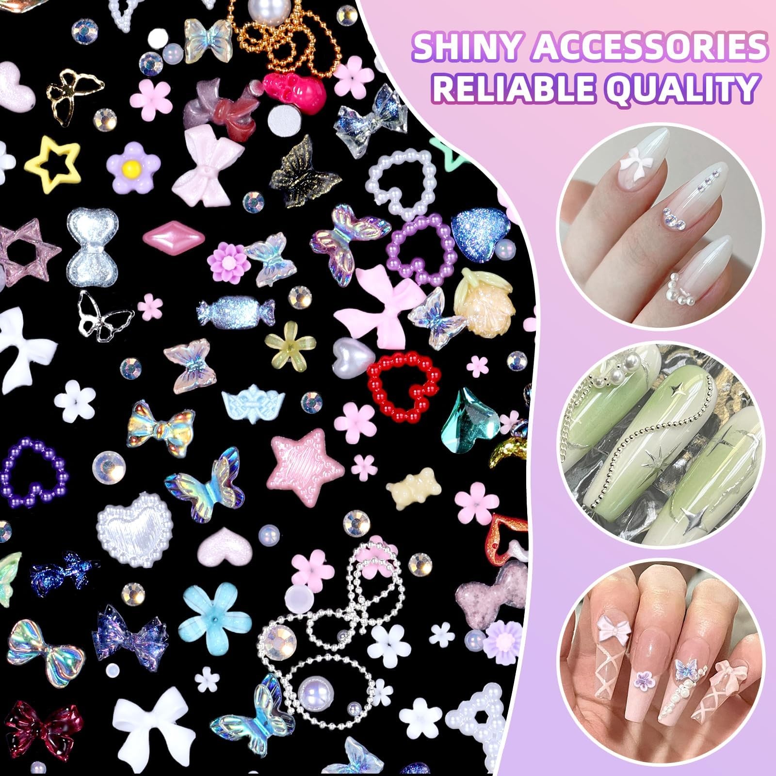 3D Nail Charms Set Nail Art Charms Supplies For DIY Home Salon Accessories