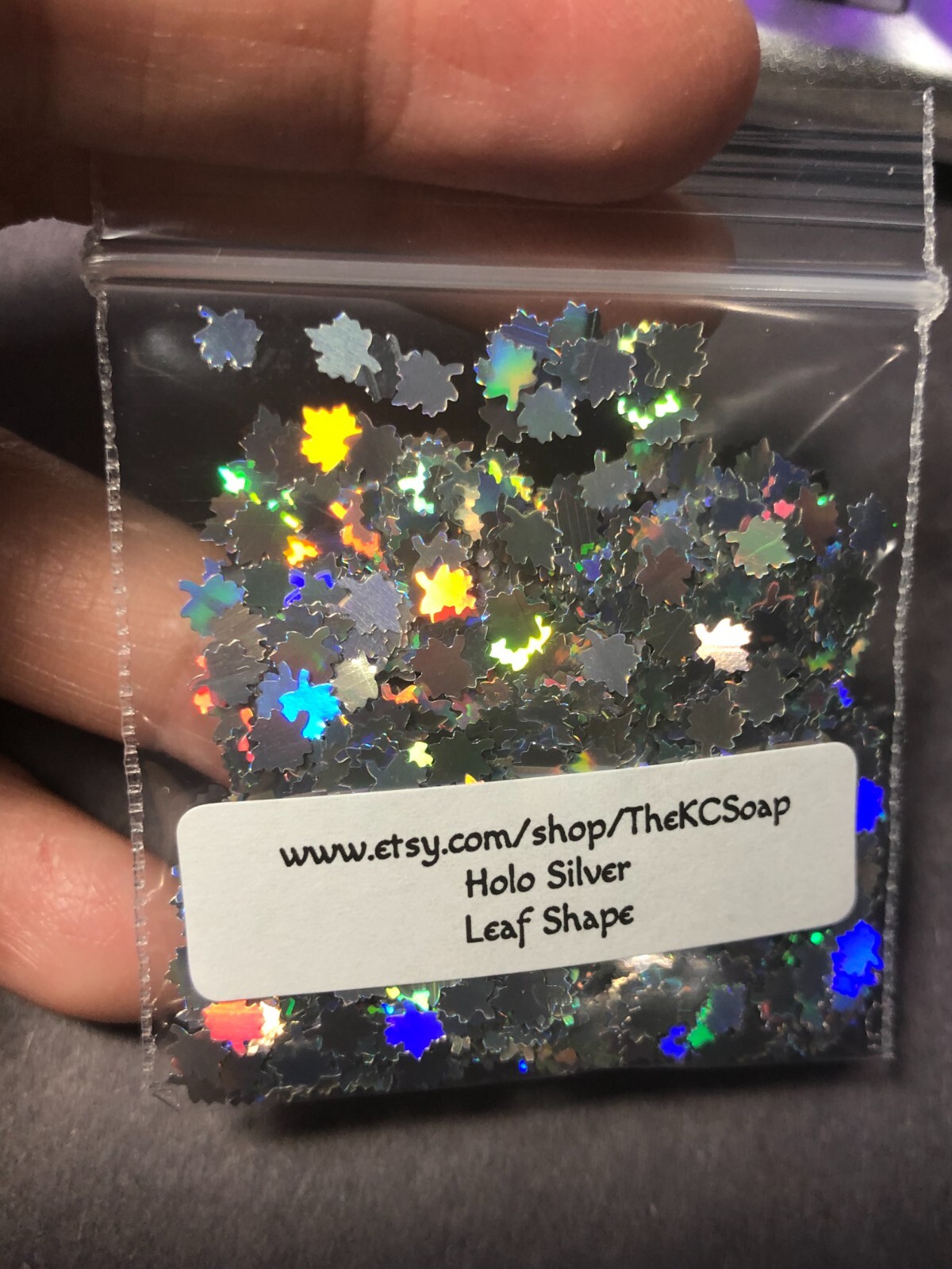 50g Solvent Resistant LEAF shape Glitter HOLO SILVER Nail ART Craft