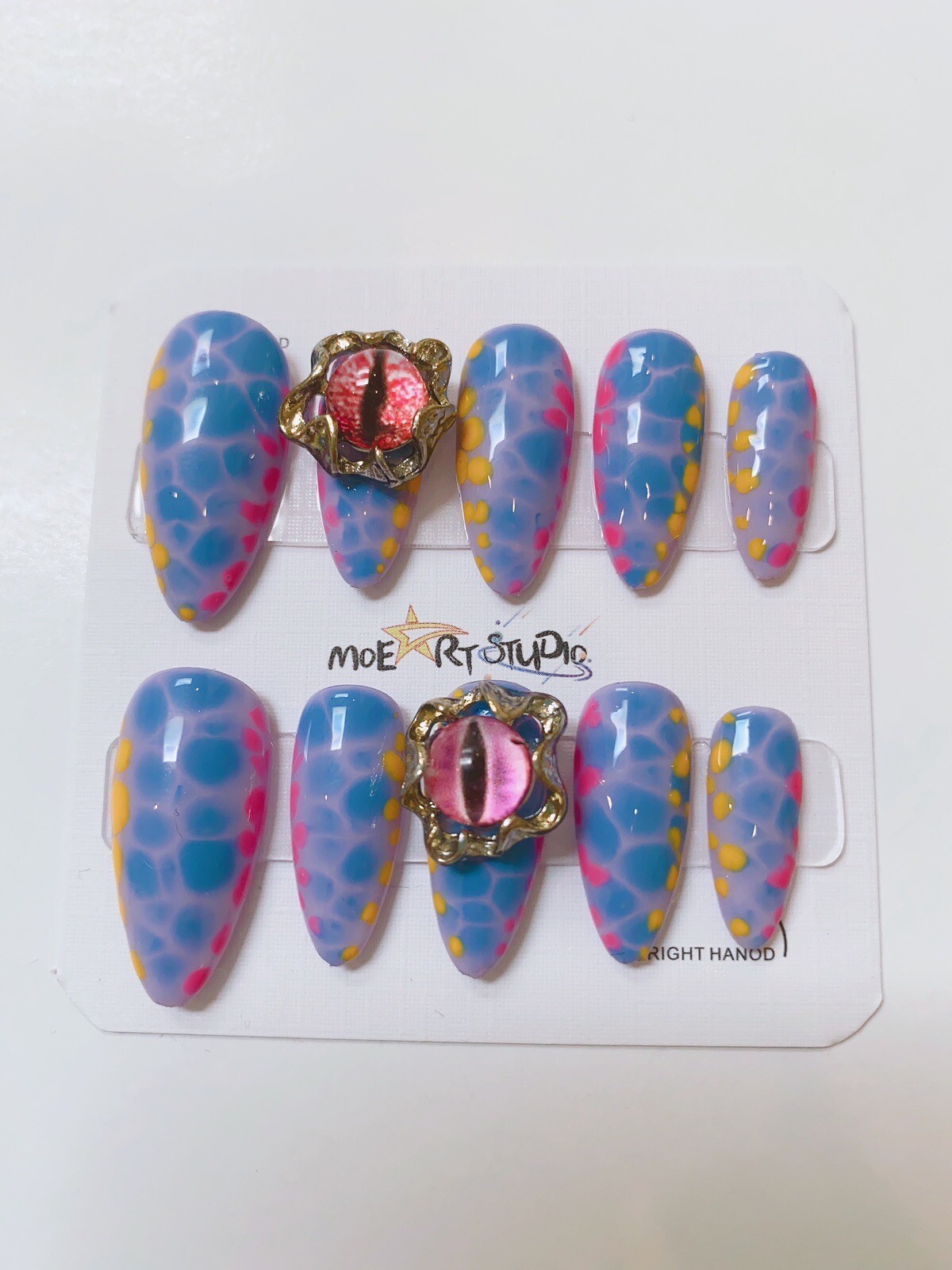 Nails Handmade press on nails 3D size S. Dragon Eyes