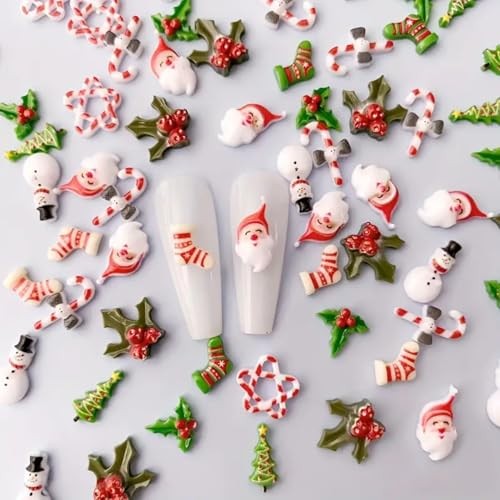 54PCS 3D Christmas Nail Art Charms Christmas Resin Nail Charms Snowman Style-4