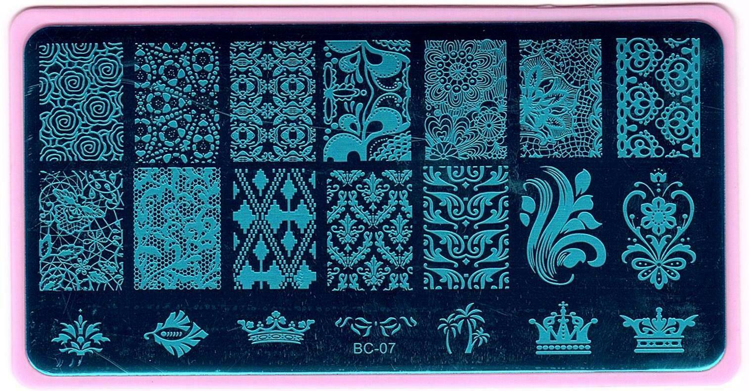 Nail Art Different Designs Stamping Image Plates with Pink Holder BC06 to BC10