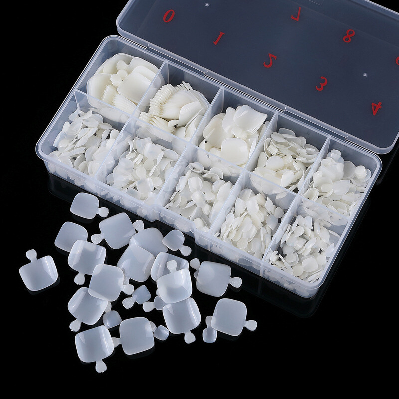 500 Pcs Artificial False Toe Nails Tip For Nail Art Decor Foot Manicure Tool Box