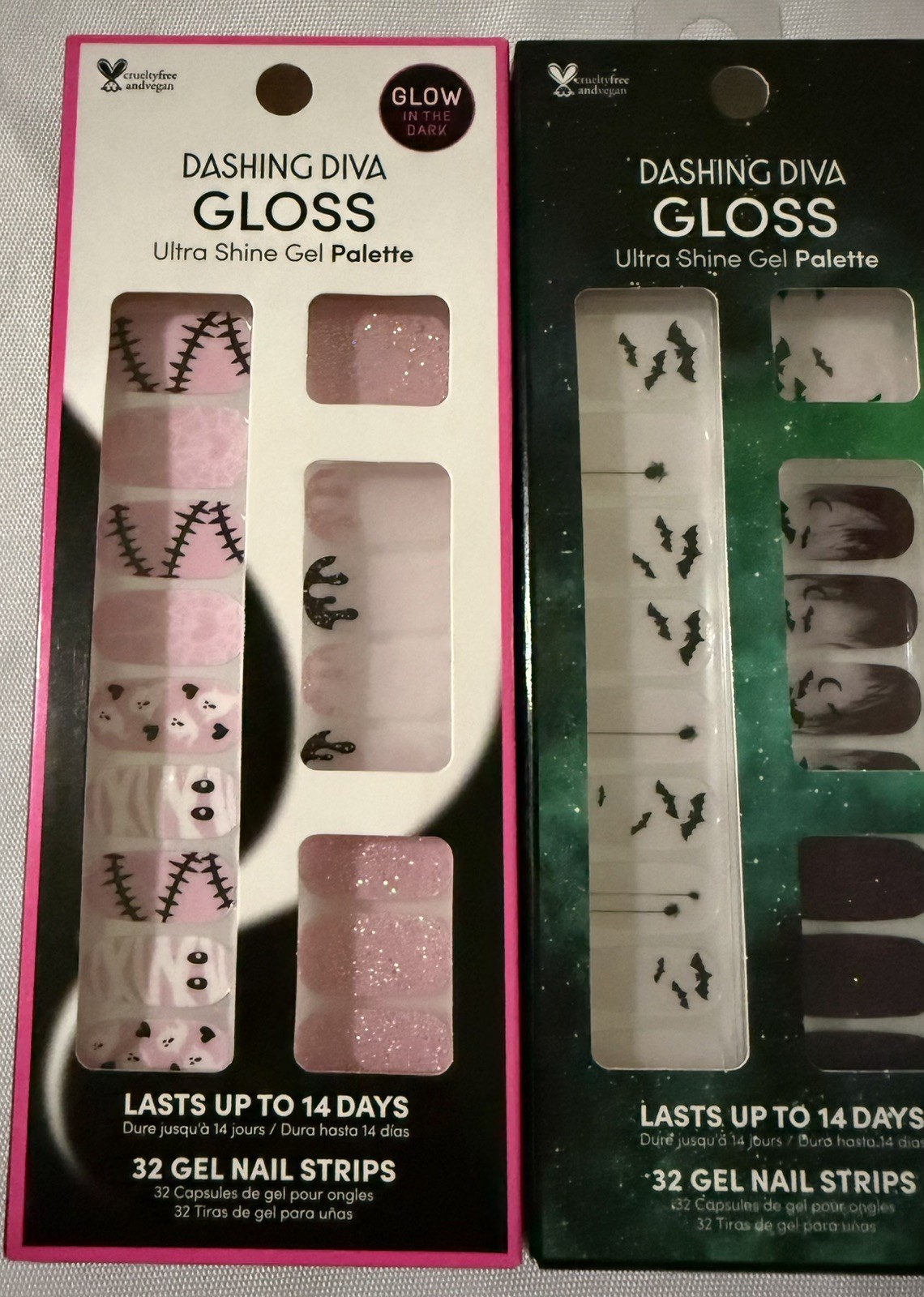 Lot of 3 Dashing Diva Gloss Ultra Shine Gel Nail Strip Palettes Halloween Design