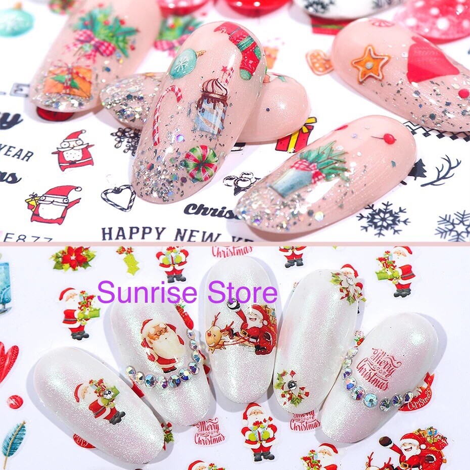 3 Sheets (random) Nail Art Water Transfer Sticker Christmas Santa Snowman Decal