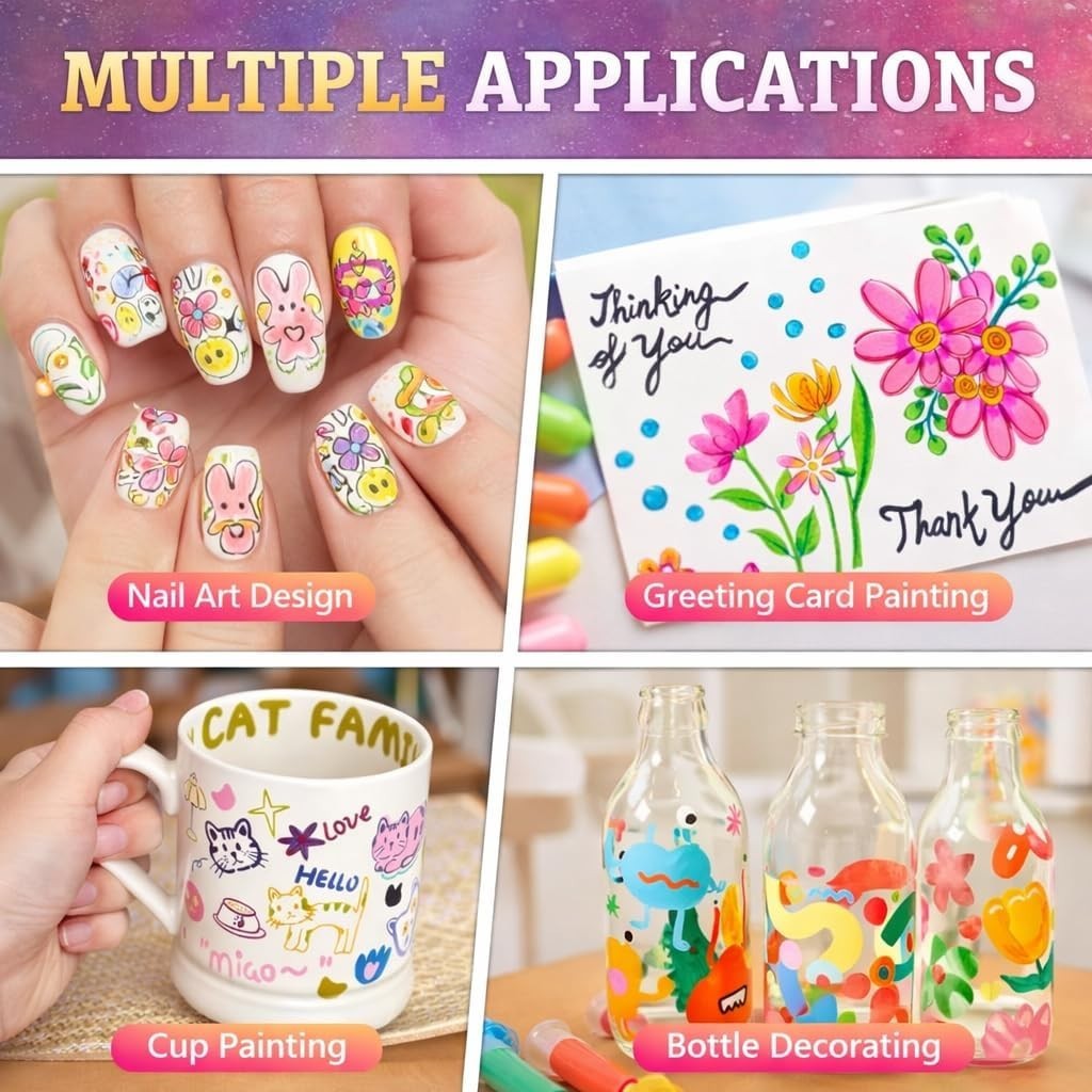 12 Colours Nail Art Markers, Nail Art Pens, Nail Polish Pens Set with Fine Ti…
