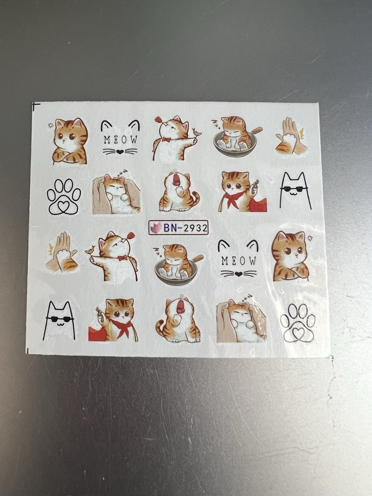 Cute Cat Nail Stickers Lovely Cat Nail Art 12 Pieces