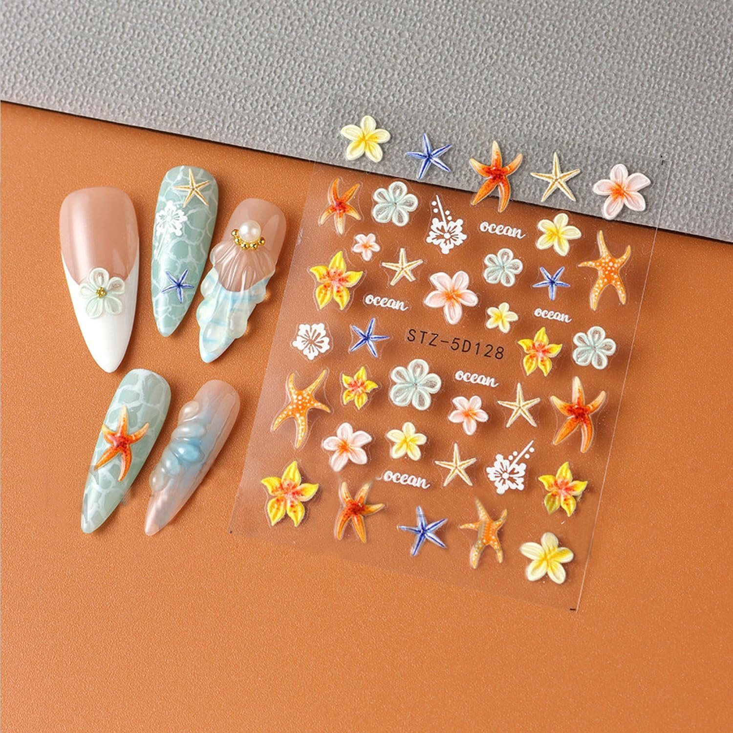 3PCS 5D Embossed Flowers Nail Stickers Colorful Floral Petals Designs Nail Art S