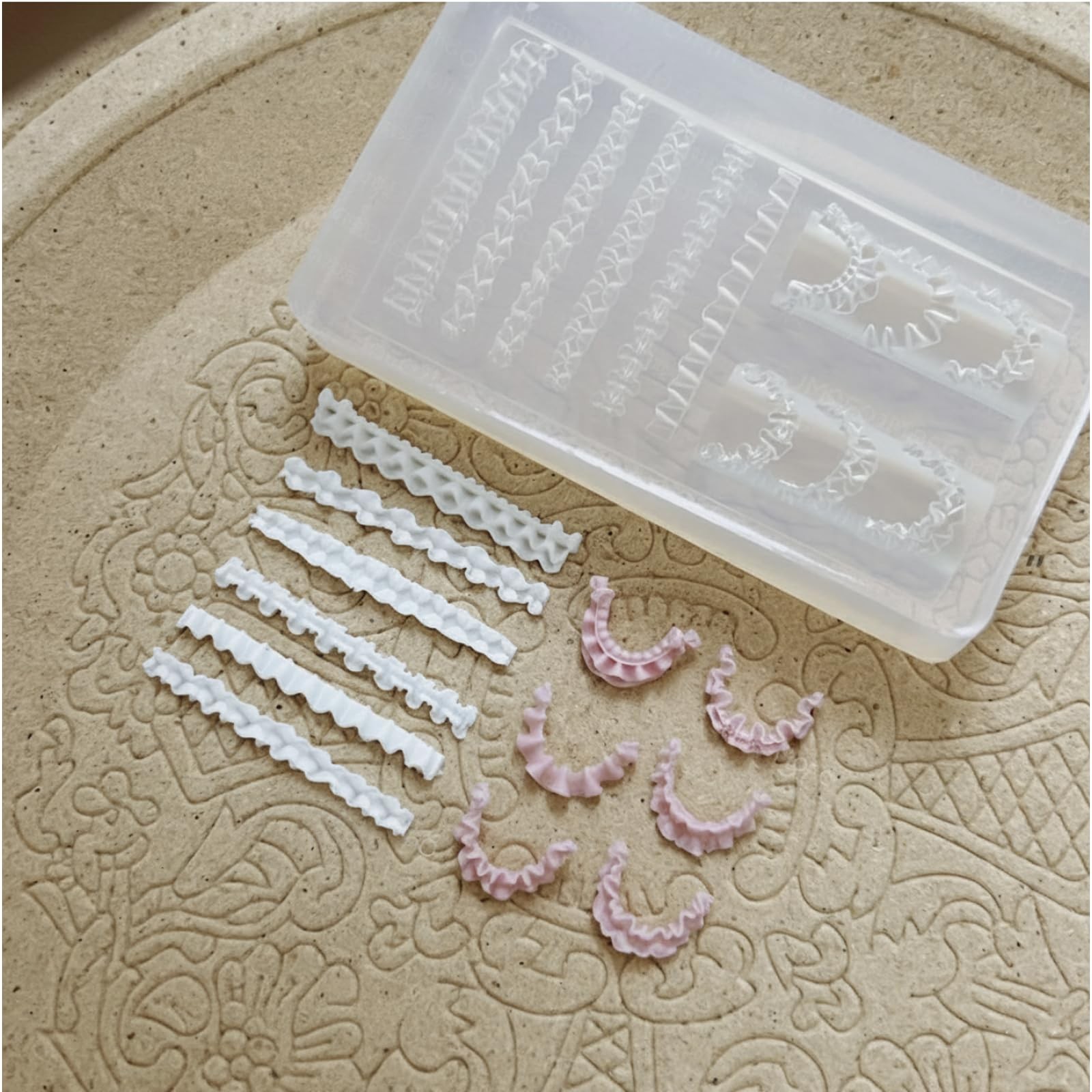 3D Lace Ruffle Nail Art Mold, Bowknot Flower Edge Soft Gel/Resin DIY Decorati…