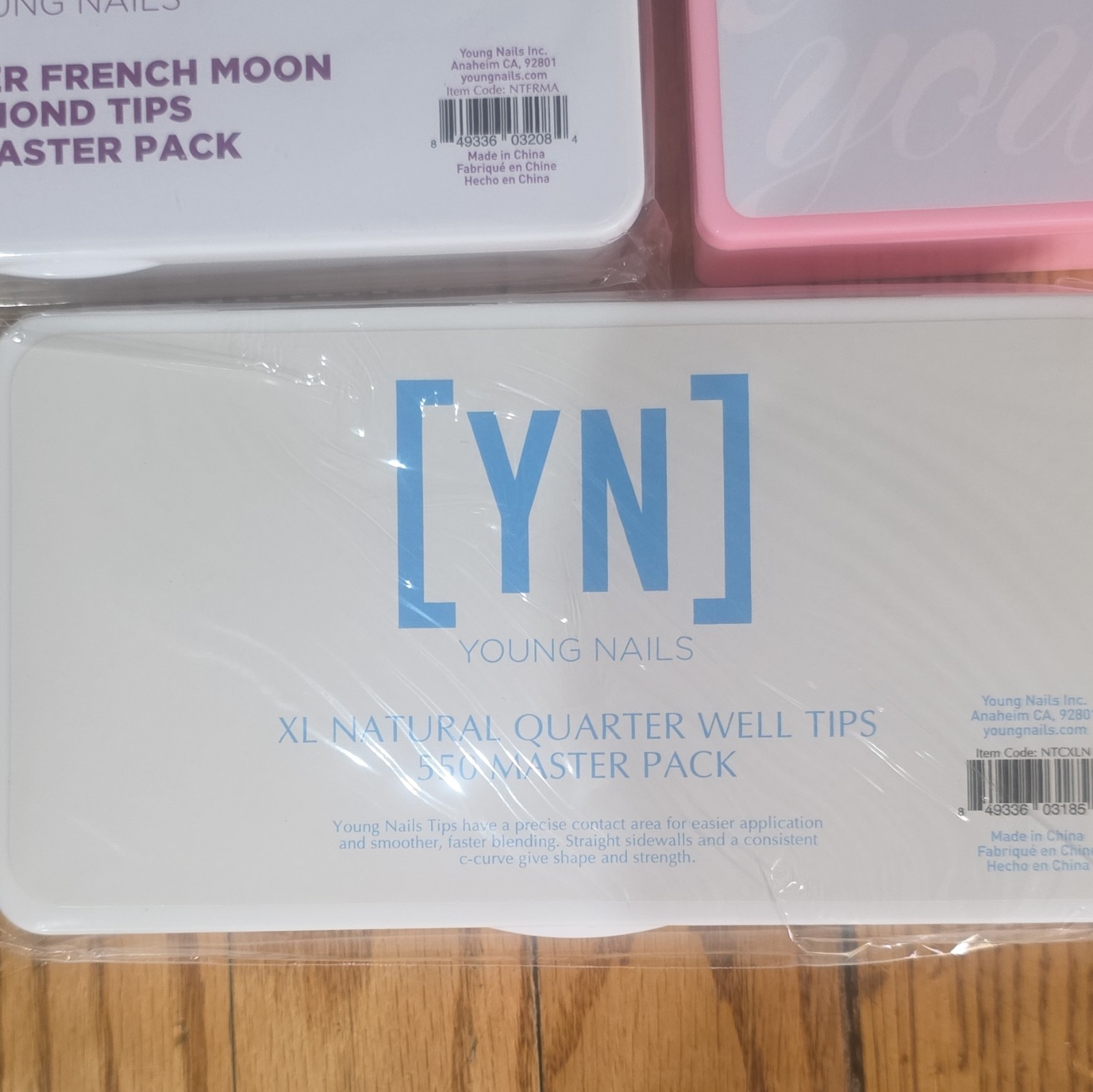 Young Nails Full Cover French Nail Tips Almond/Square XL White/Pink With Box
