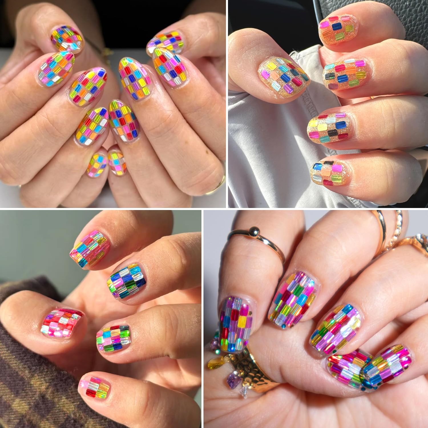 Laser Square Glitter Nail Art Sequins, 12 Colors Rectangle Shape Holographic …