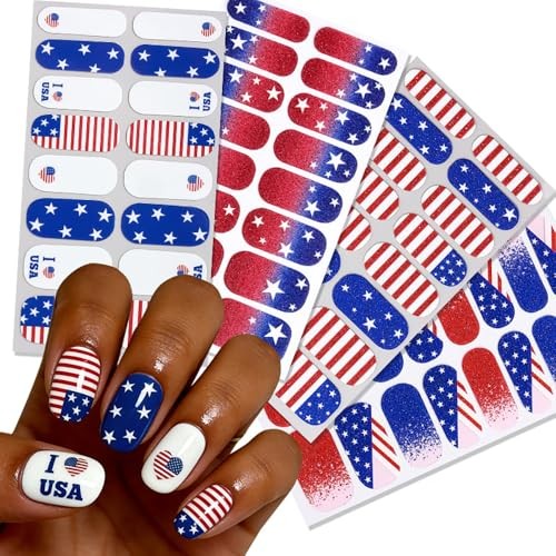 Independence Day Gel Nail Strips – 4 Sheets – 3D American Style 6