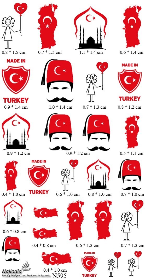 I love Turkey Flag Nail Art Decal Sticker Water Transfer Slider – Turkish Theme