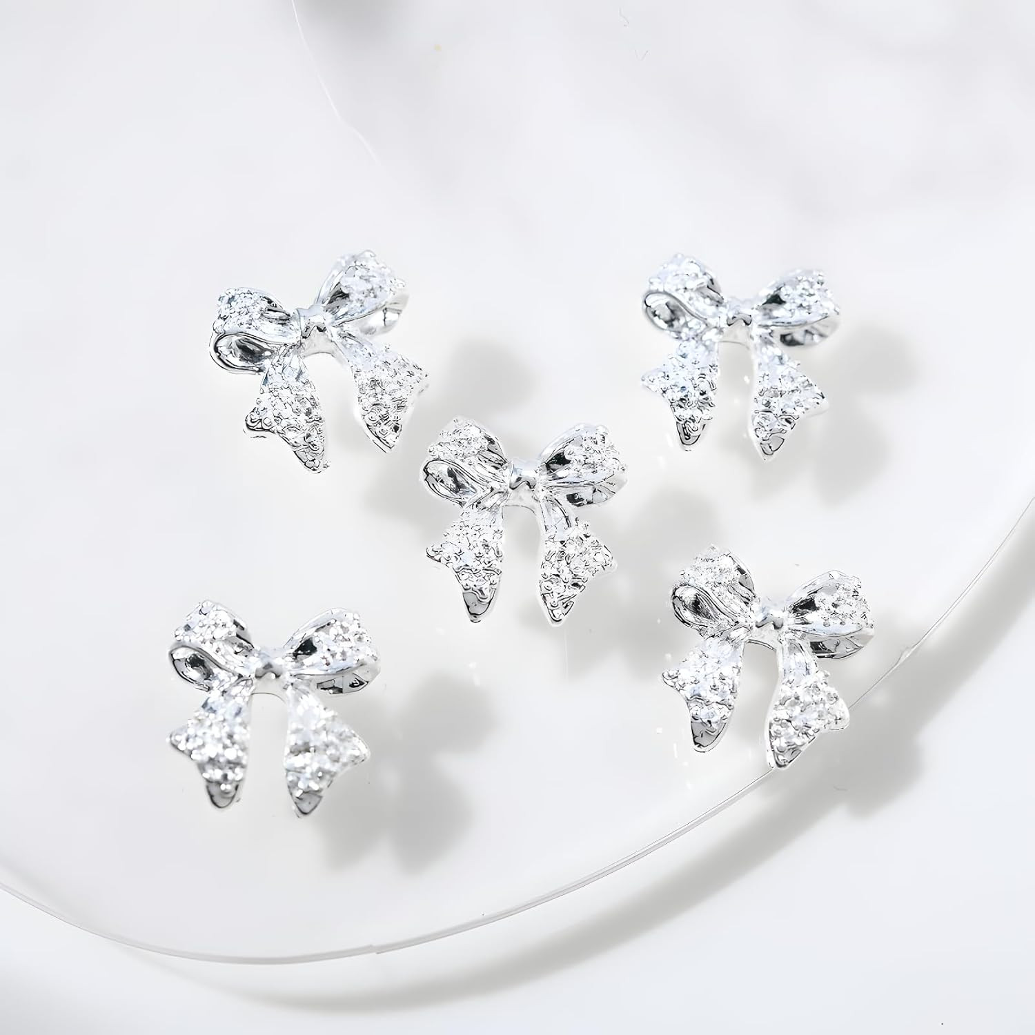36 Pcs Bow Nail Art Charms 3D Alloy Bow Nail Charms Silver Gold Nail Rhinestones