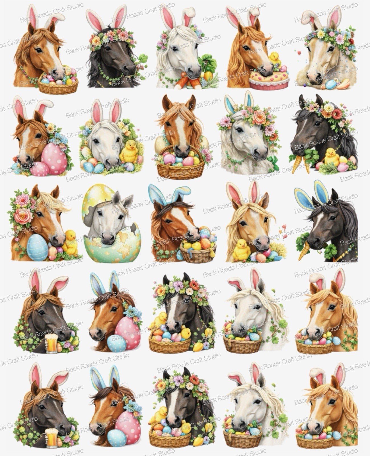 Easter Horses Waterslide Nail Art Decals Set Of 50 Instructions Bonus