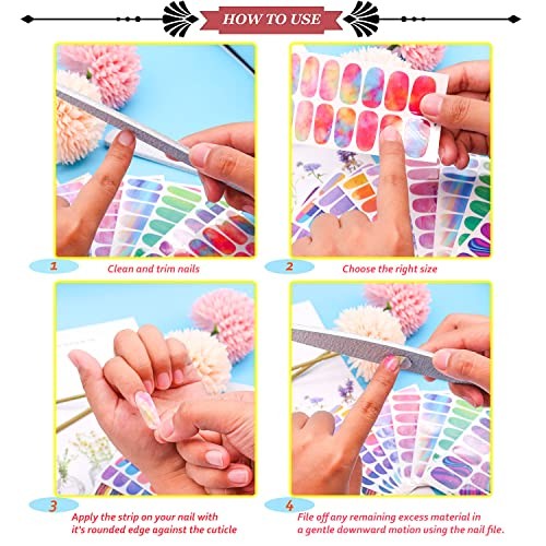 12 Sheets Aurora Gradient Color Full Nail Wraps Graffiti Cloud 12 Sheets-03