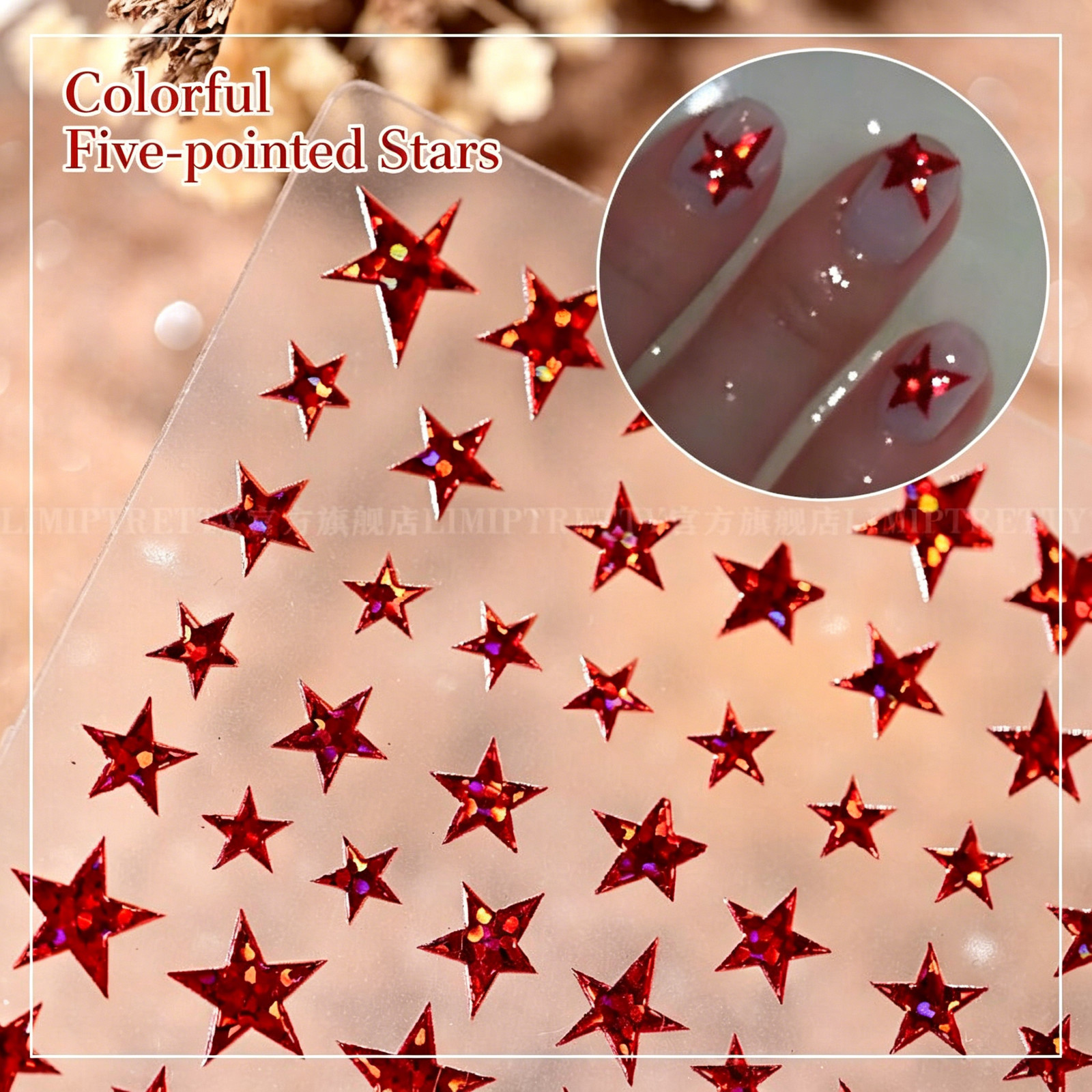 Internet Celebrity Popular Fairy Star Firework Nail Stickers, Sweet Irregular Fi
