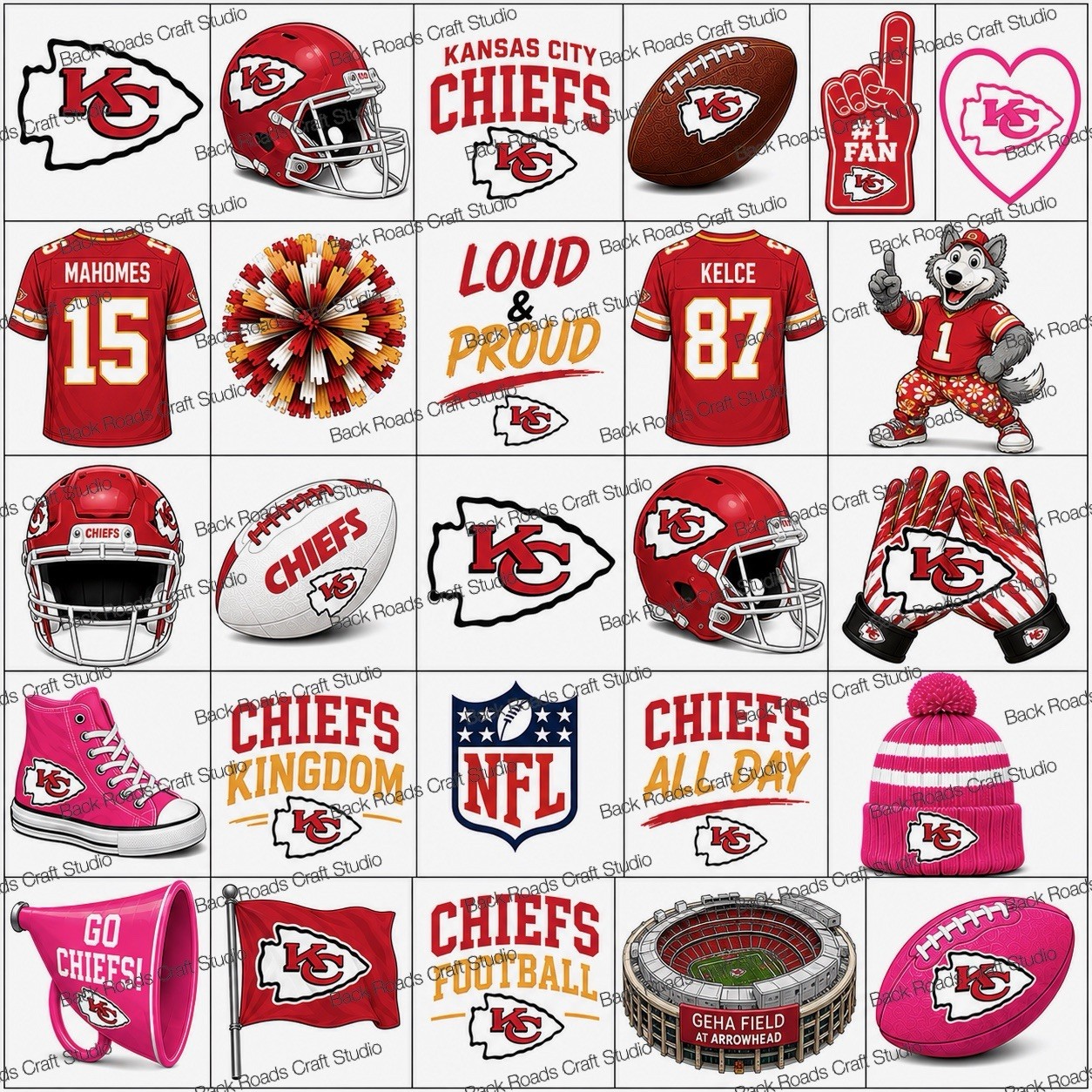 Kansas City Chiefs Waterslide Nail Decals Set of 50 Instructions & Bonus JM