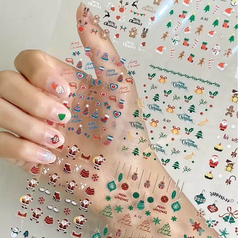 10 Sheets 3D Nail Art Stickers Decals Mixed Flower Design DIY Manicure