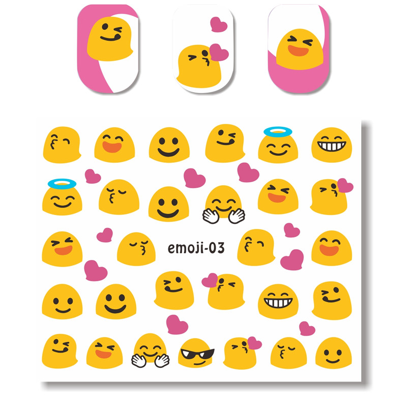 5 Sheet Set Emoji Expression Design DIY Water Transfer Nail Art Stickers Decals