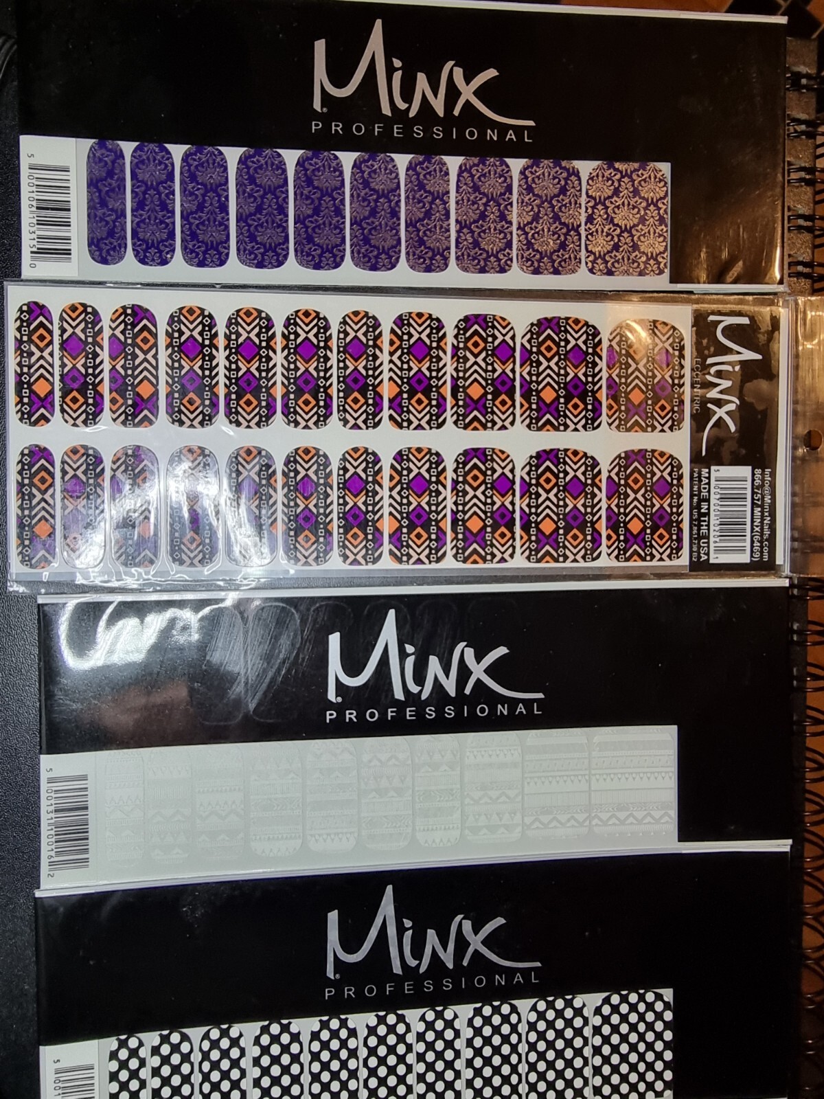 Minx Nail Foils Bundle Flowers Patterned Polka Dots Silver B&W Bright New
