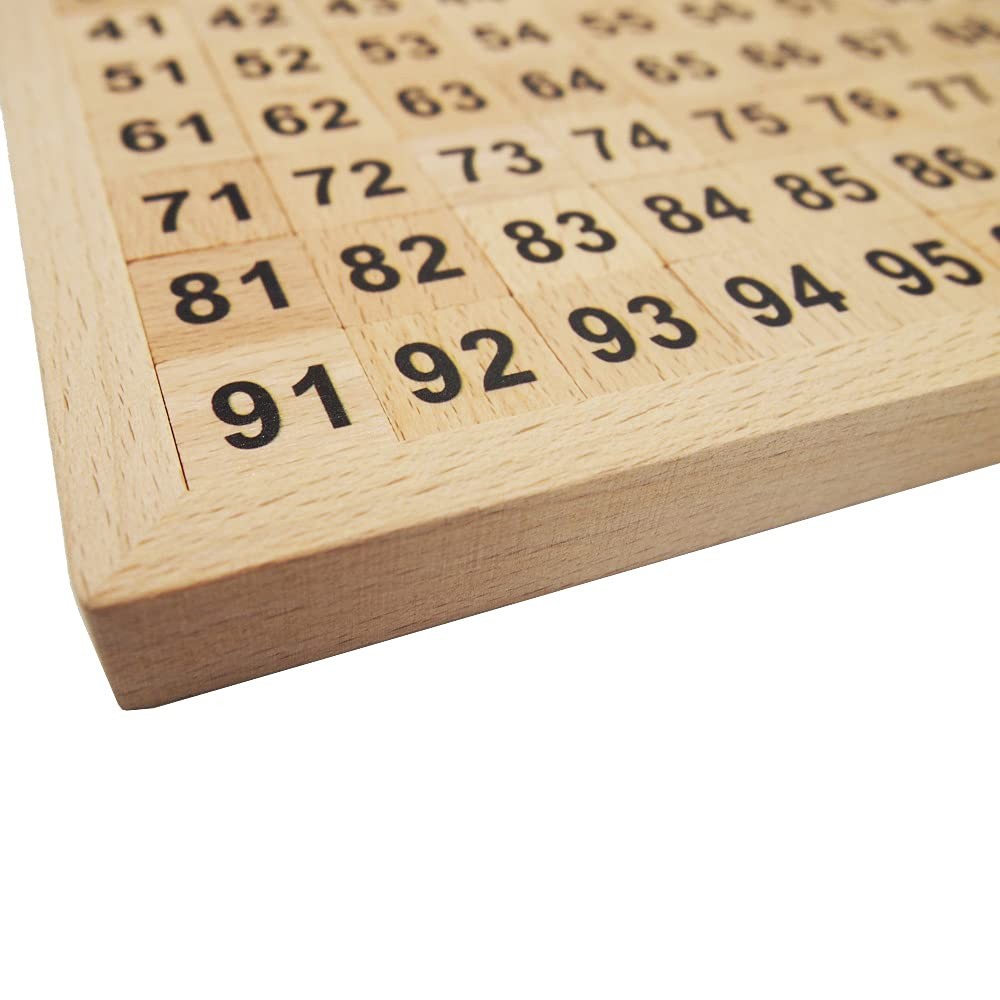 CICITOYWO Wooden Hundred Board Montessori Math 8.46 x x 0.6 inches, Blue