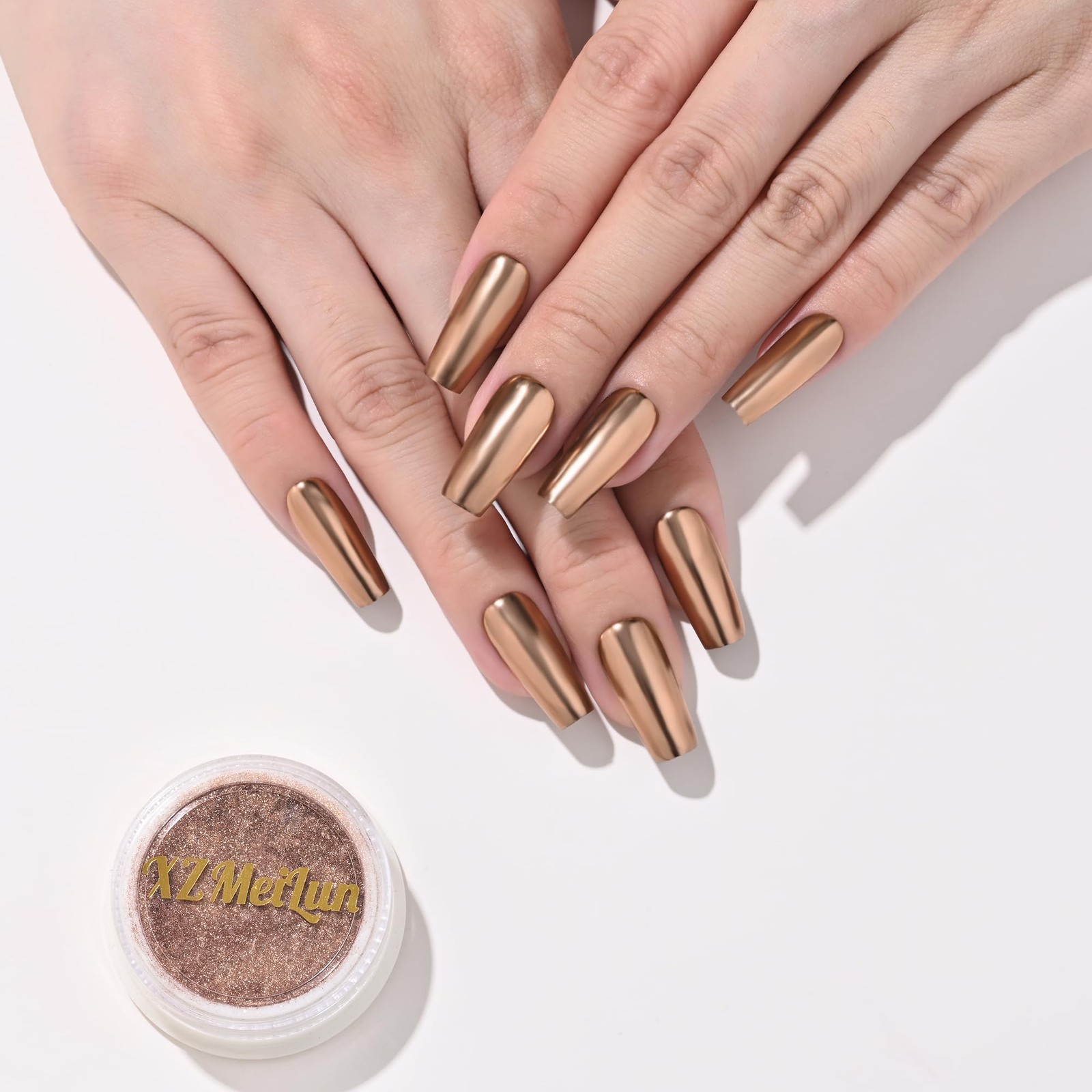Bronze Gold Mirror Chrome Nail , Big-Capacity 1.5g Metallic Dust Holographic …