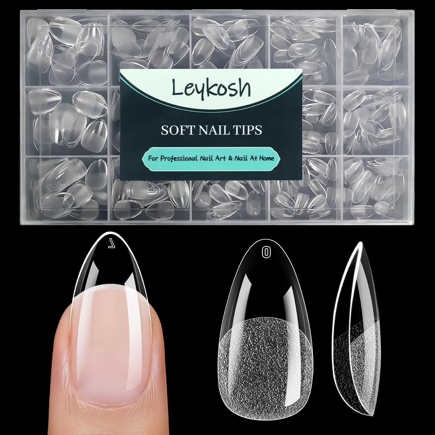 Medium Square Nail Tips, 15 Sizes 240 PCS Clear Acrylic Soft Fake Nails Gel Nail