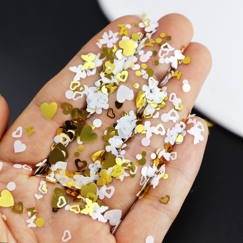 Nail Art Glitter Powder Butterfly /Heart/Flowers Sequins Flakes DIY Decor 6Grids