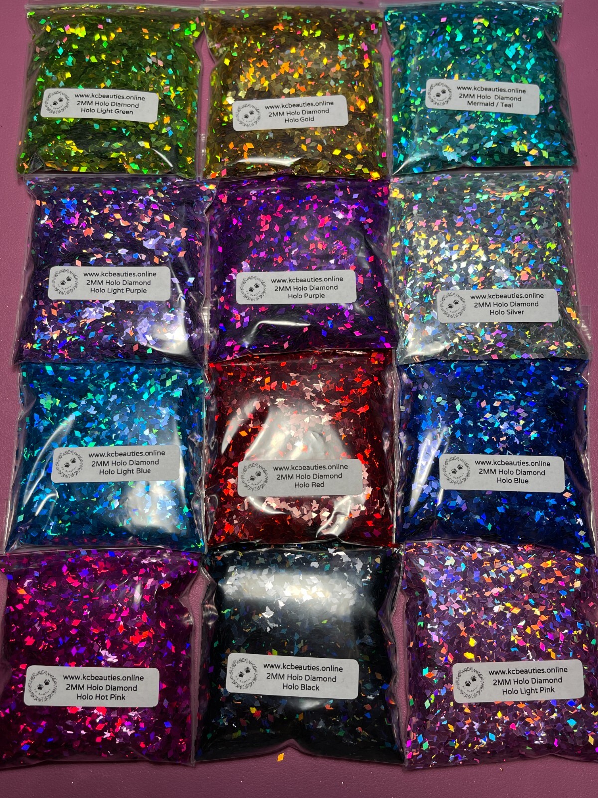 50g Solvent Resistant DIAMOND shape Glitter HOLO PURPLE Nail Art Craft