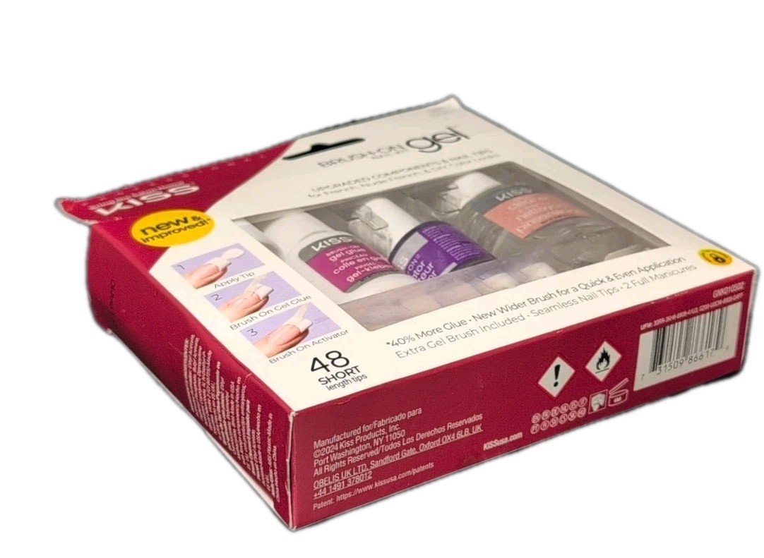 KISS Nail Kit Short Tips French Nude 86617 GNK01 DIY Lot 2 Sets 48 ea PKG