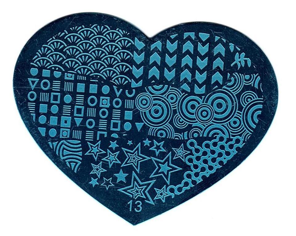 5 Pcs Love Heart Nail Art 5 9 13 17 21 Image Plates Stamper Scraper Set NEW