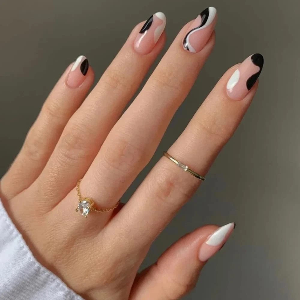 Secret Lives Reusable Press On Nails Designer Oval Shape White Skin 24 SET