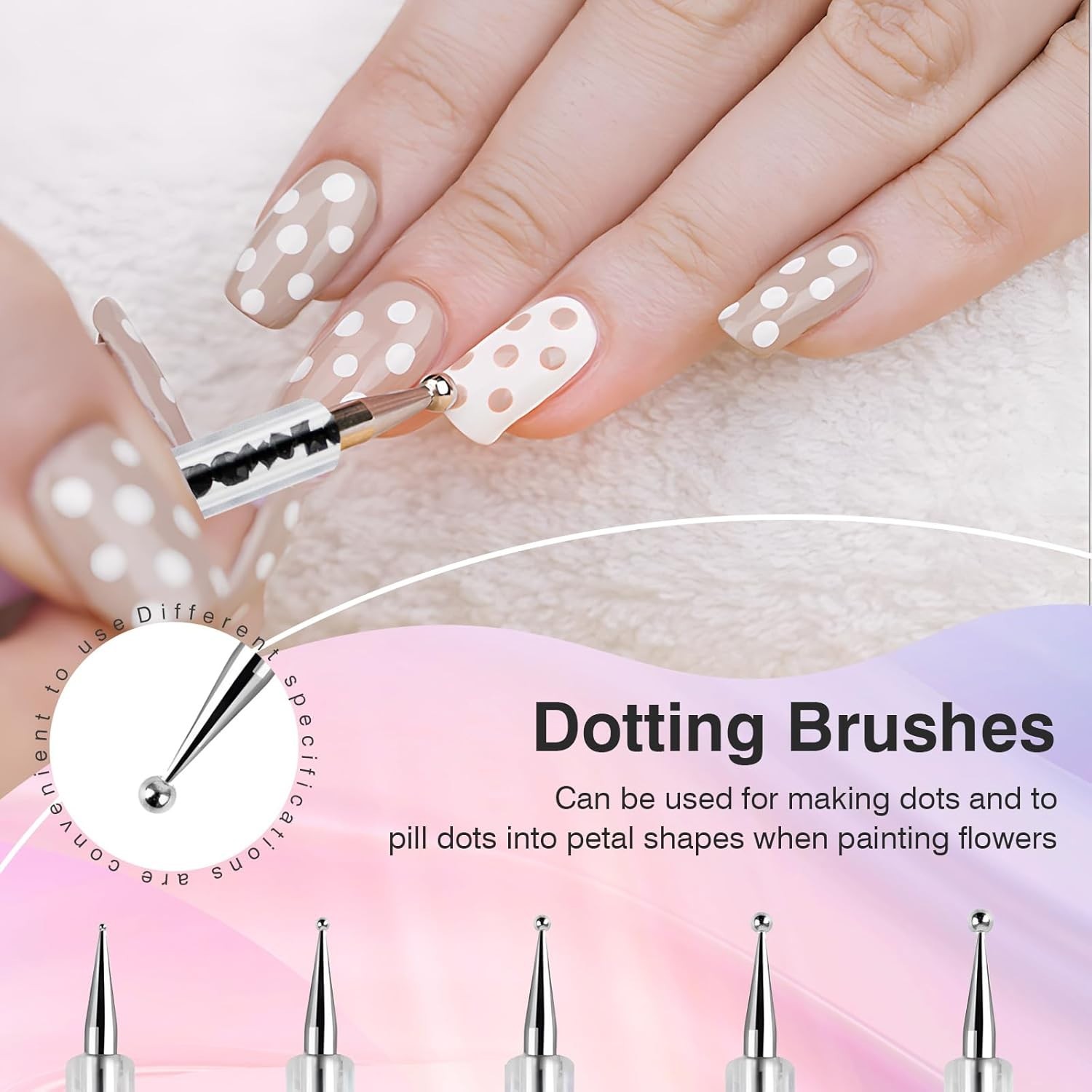 5PCS Nail Art Brush Set – Double-Ended Liner & Dotting Pens for Professionals