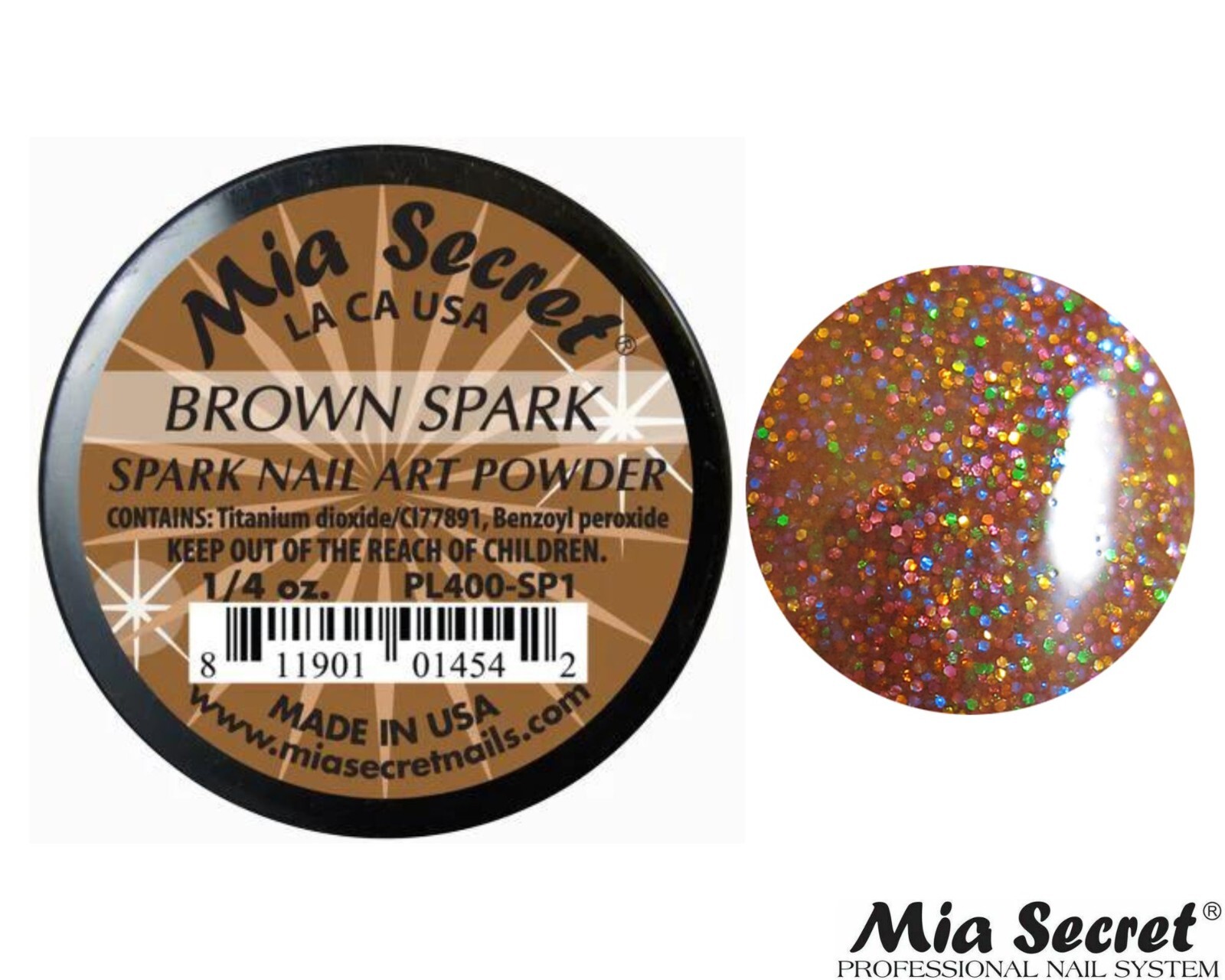 Mia Secret Nail Art Powder Spark Collection (BROWN) 1/4oz