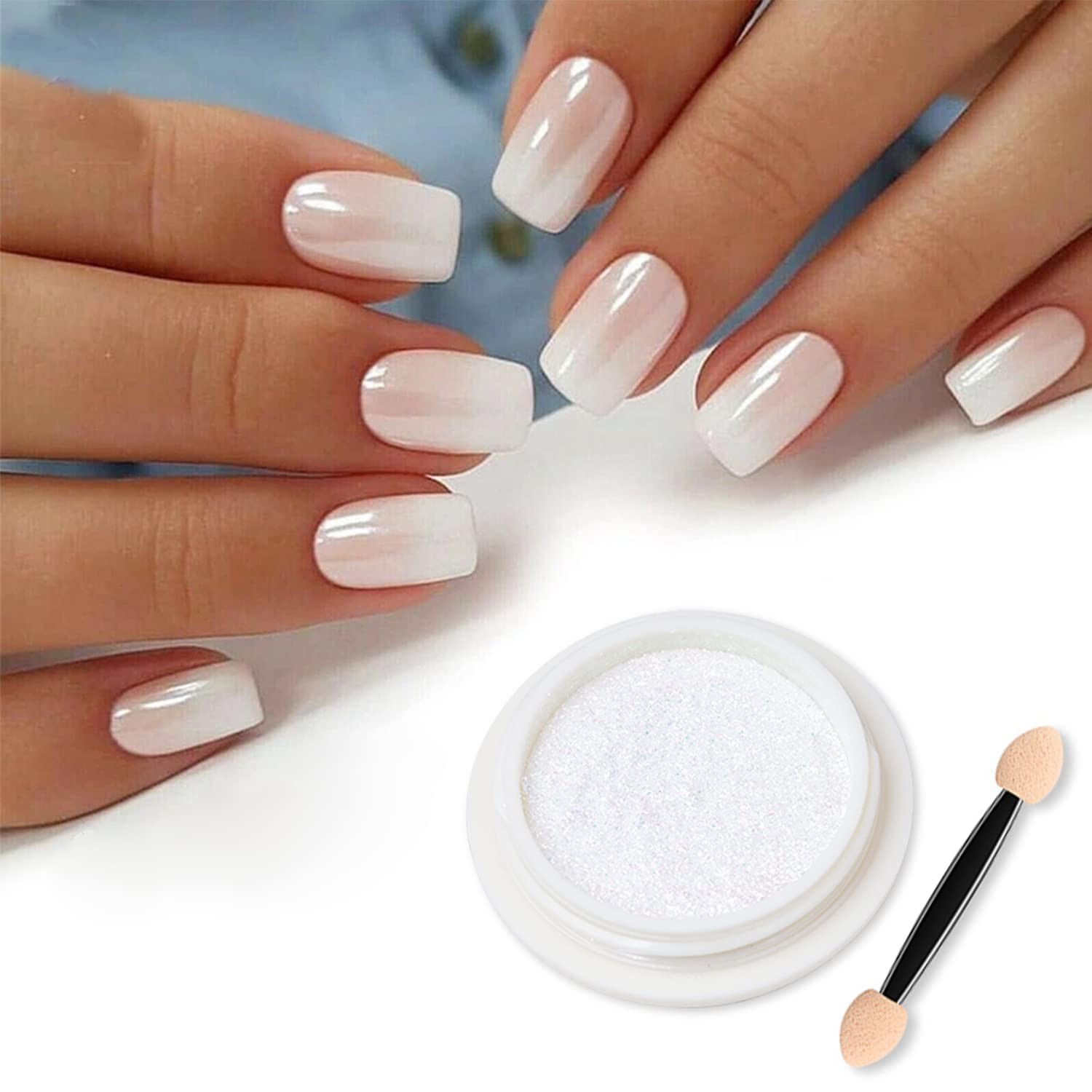 Magic White Pearl Chrome Nail Powder Solid Shell Fairy Glitter Nails Art Powd…