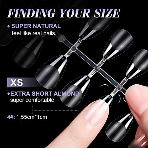 Almond Nail Tips for Manicure: 240pcs Soft Nail Gel 240pcs Extra Short Almond