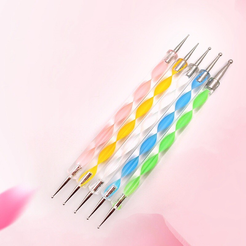 Marbleizing Nail 5x Set Manicure Pen Tool Painting Pen Crystal Art Dotting Kit