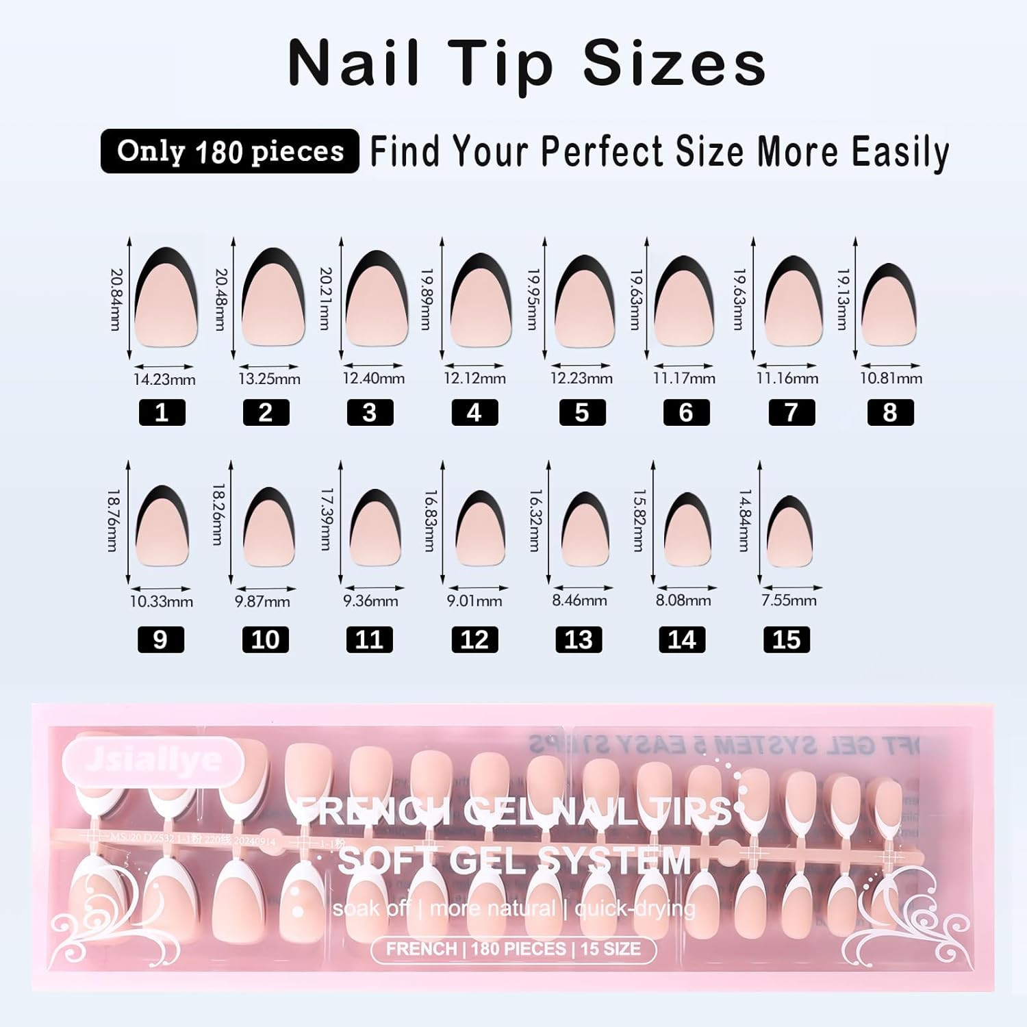 6 Packs 180Pcs French Tip Press on Nails Short Almond – French Soft Tip Nails Ge