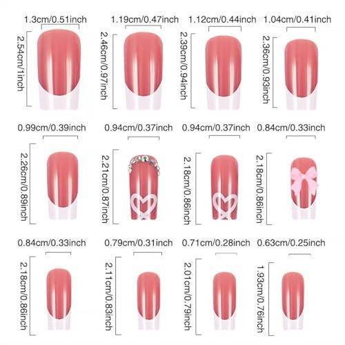 24Pcs French Tip Press on Nails Medium Long Fake Nails French Tip Fake Nails-12