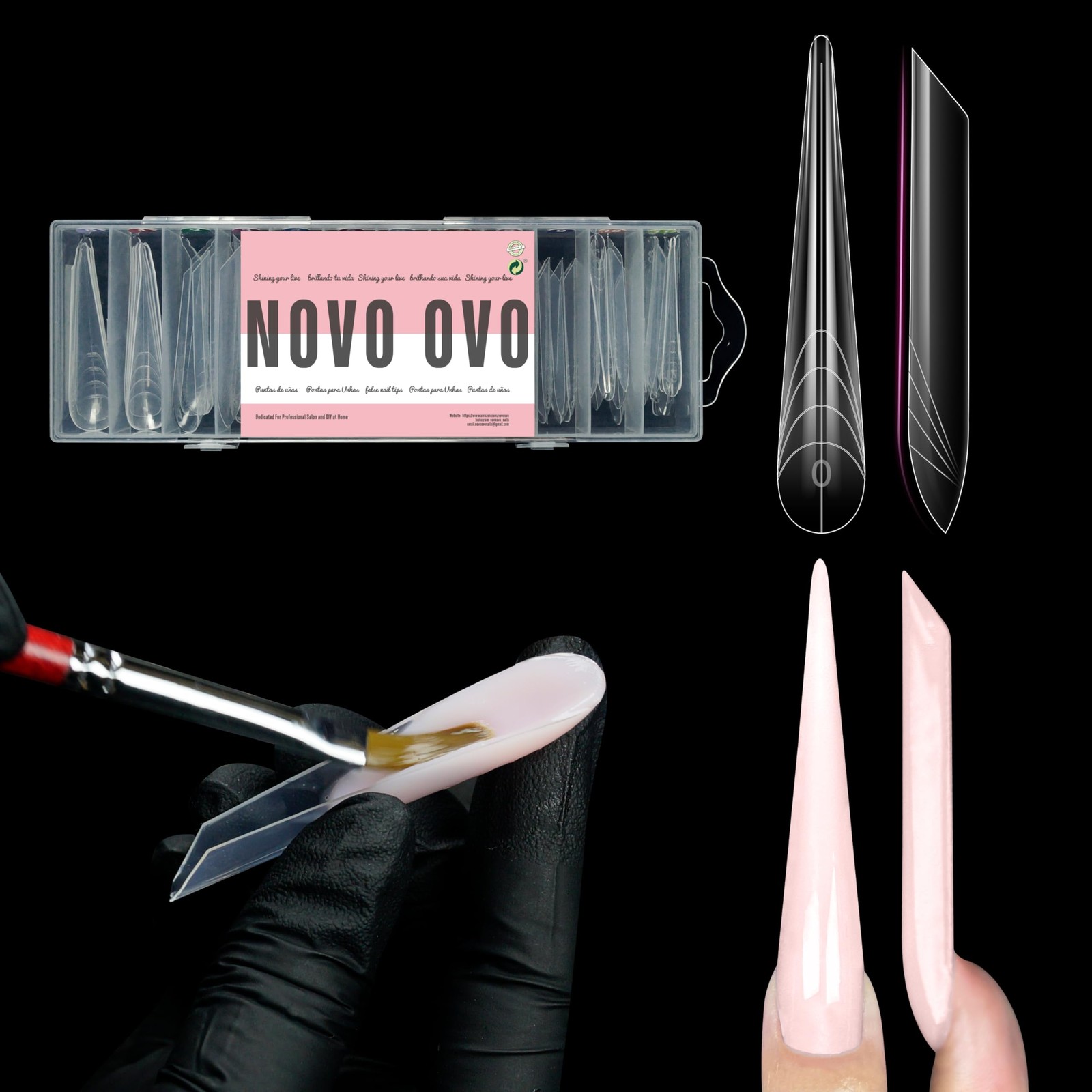XXL XXXL Russian Almond/Coffin Nail Dual Forms for PolyGel Extension, NOT NAI…