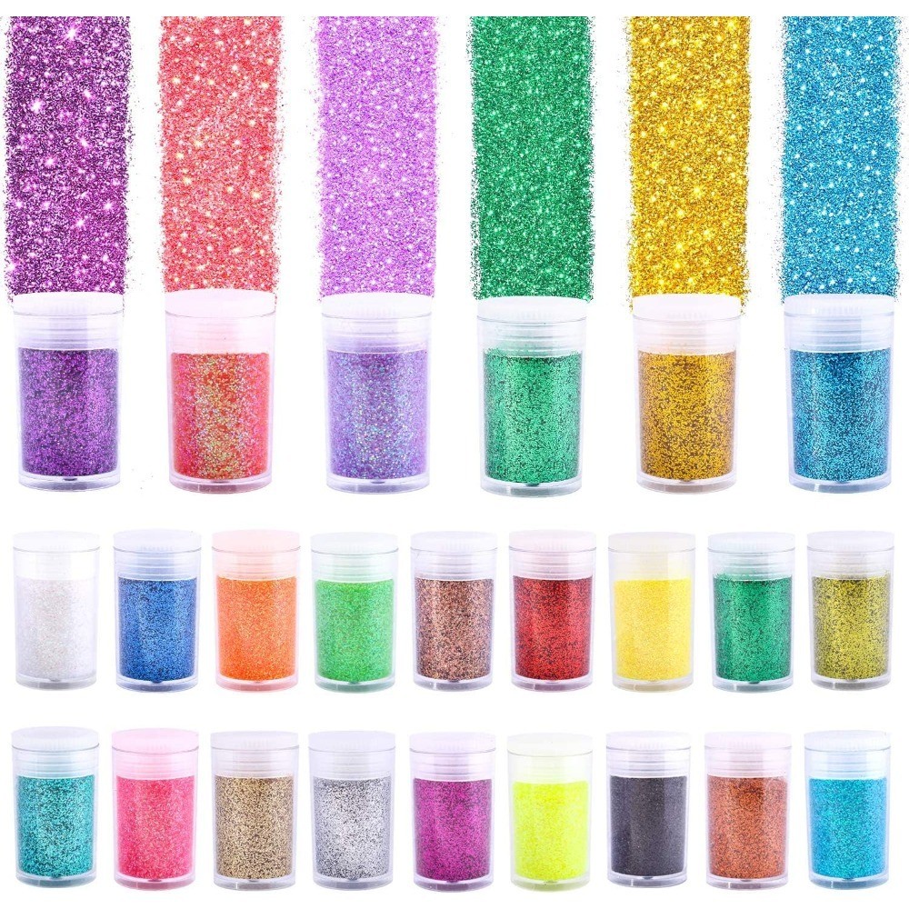 24 Color Fine Glitter Powder for Resin Art, Makeup, Crafts, Body, Nail, Face,