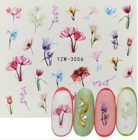 Flower, Floral Nail Art Water Decals DIY Nail (Group 1)