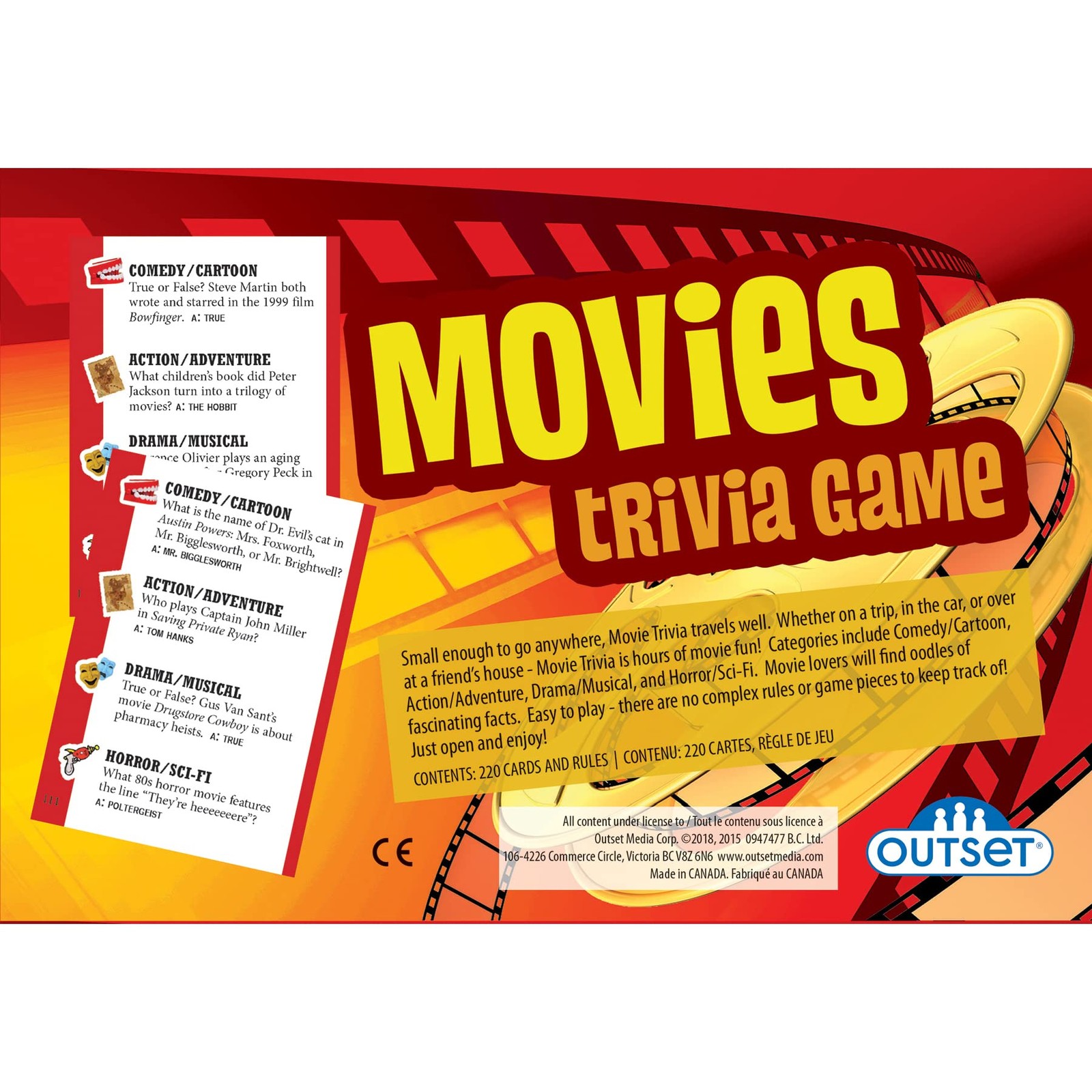 Outset Media Movies Trivia Game – Party – 7 inches x 5 x 3