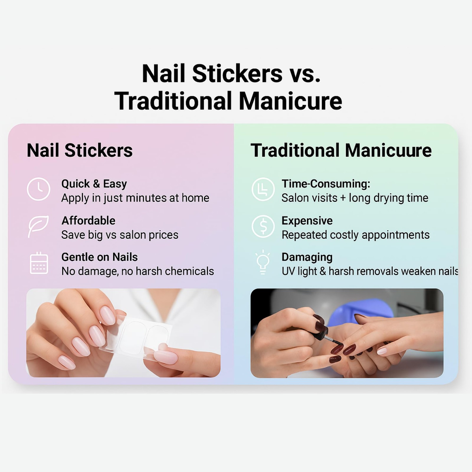 SIUDXA Luxurious Solid Color UV Nail Stickers | Semi-Cured Gel Nail Stickers …