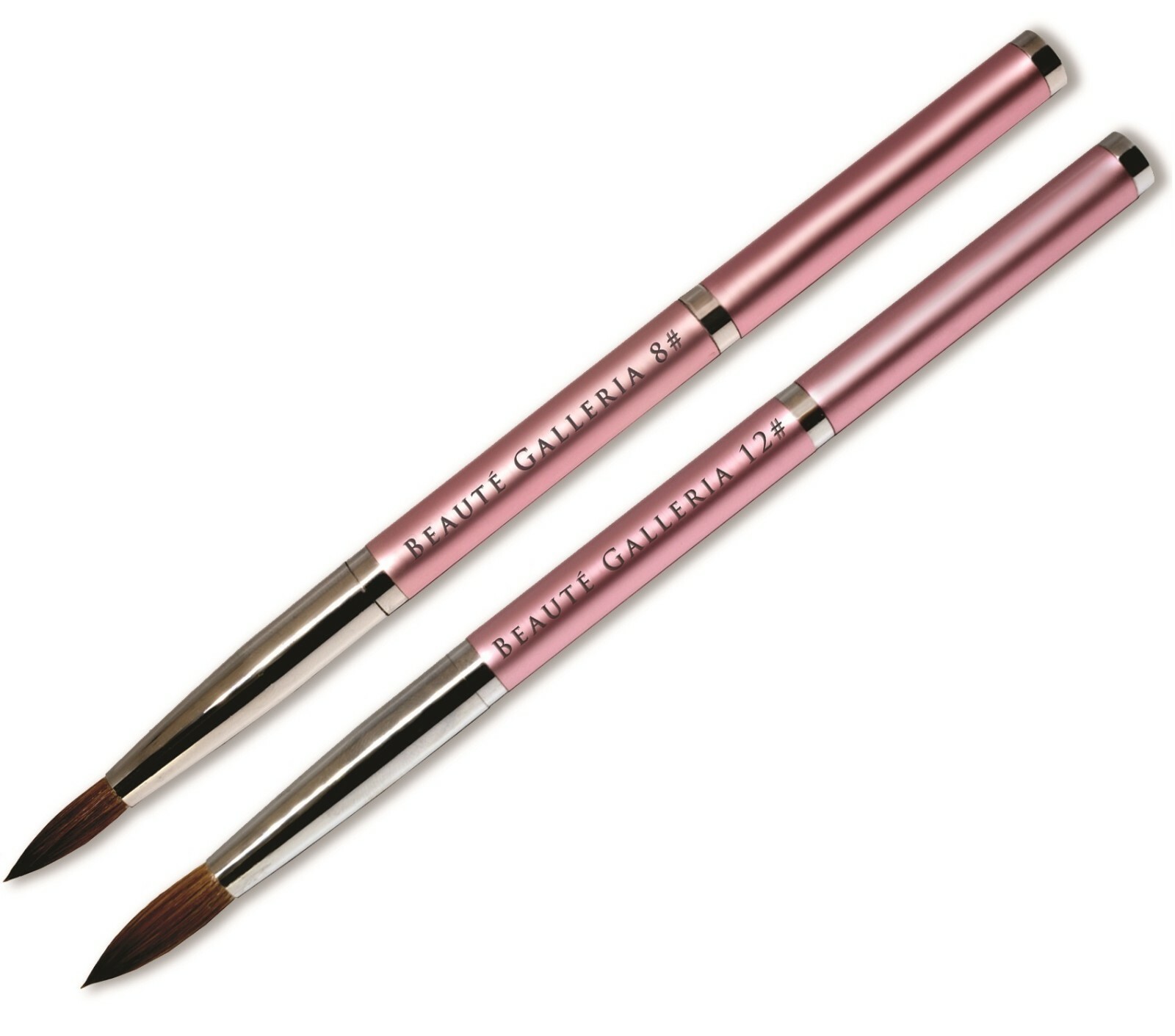 2pcs Kolinsky Round Acrylic Nail Art Brush Set Detail Painting Pen Size 8, 12
