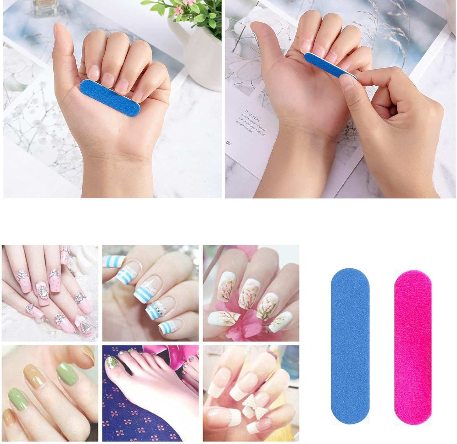 Mini Nail Files Bulk, 2 Inches Disposable Double Sided Emery Boards