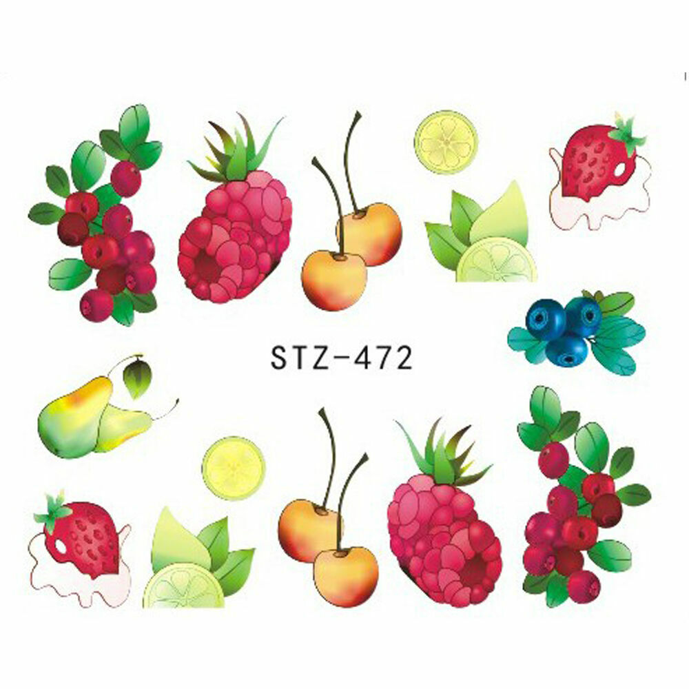 18 Sheets Summer Nail Art Sticker Ice Cream Fruit Strawberry Manicure Decor NS10