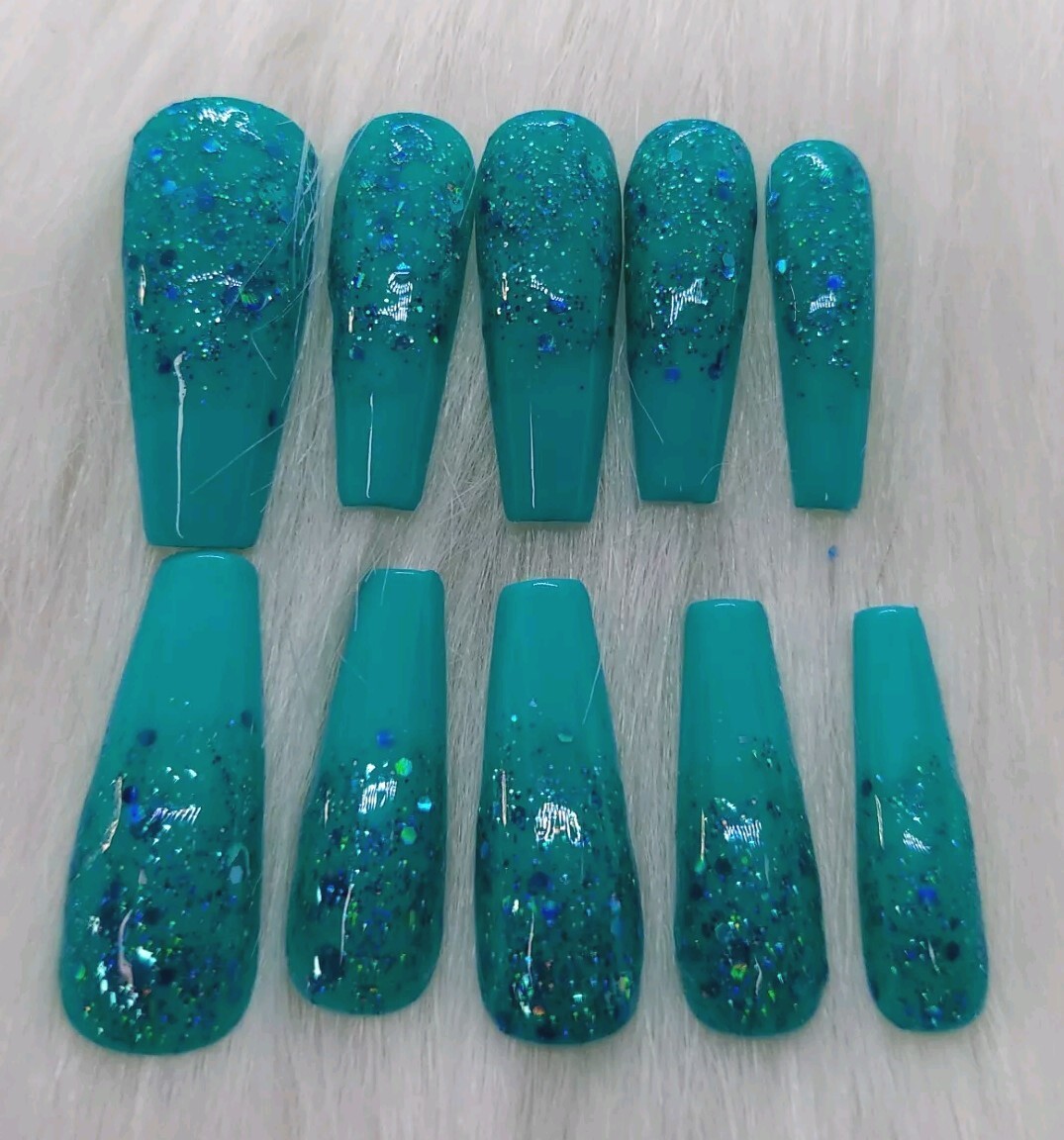 Beach Ocean Teal Turquoise Glitter Prom Wedding Salon Nails At Home Diy Nails